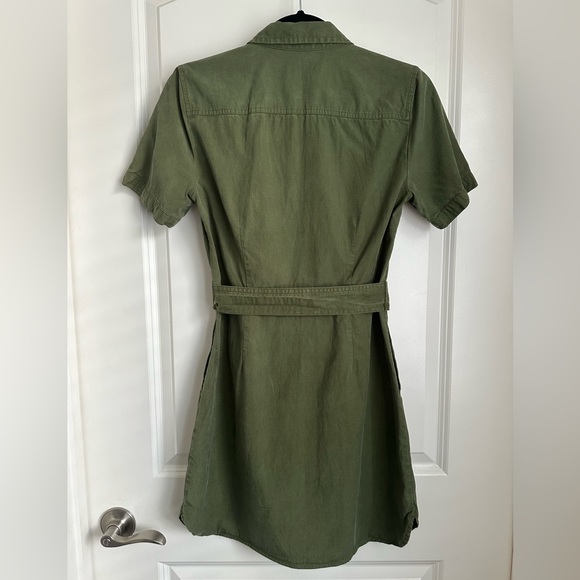 J. Crew Mercantile 2 Green Utility Lyocell Cotton Belted Shirt Dress - Picture 2 of 4